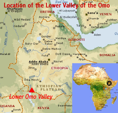 Location of Omo Valley in Ethiopia, Africa. (Click on image to view larger.)